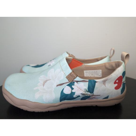 Uin floral slip on art painted travel shoe sz 5 minty peony Toledo - Picture 5 of 9